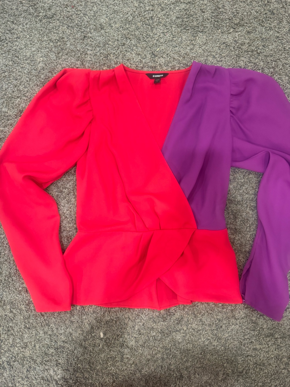 Express Red and Purple Colorblock Top sz S